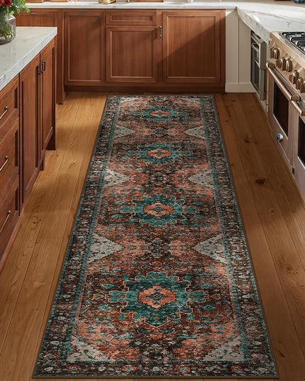 Ciicool Washable Vintage Runner 2' x 10' ft Hallway Rug Carpet, Boho Low Pile Long Non Slip Soft Kitchen Carpet Indoor Oriental Throw Rug