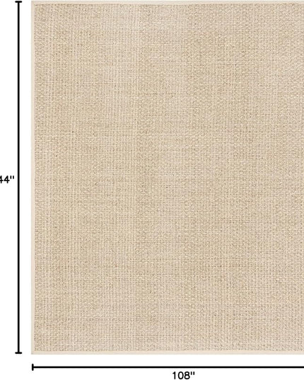 SAFAVIEH Area Rug 9x12 - Natural Fiber Collection - Large - Natural & Beige, Seagrass, Basketweave Pattern with Border (NF114A)