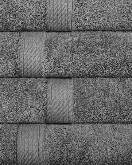 Superior Egyptian Cotton Pile Hand Towel Set of 4, Ultra Soft Luxury Towels, Thick Plush Essentials, Absorbent Heavyweight, Guest Bath, Hotel, Spa, Home Bathroom, Shower Basics, Charcoal