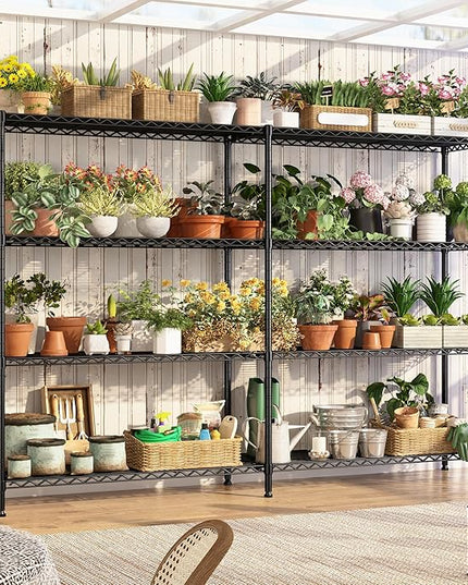 REIBII 70"W Metal Shelving, Storage Shelves 4-tier Wire Shelving Unit Load 1240LBS Metal Shelves for Storage Adjustable Shelving Rack for Pantry Kitchen Commercial school Garage 70"W*15.8"D*62.9"H