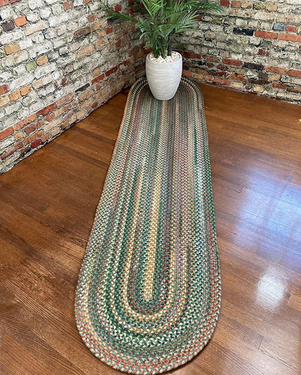 Capel American Heritage Green Multi 2'0"X8'0" Oval Braided Rug