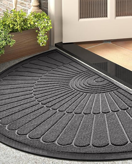 tchdio Door Mat Outdoor Indoor Entrance Doormat-Semicircular Durable Rubber Non Slip Front Door Mat for Outside Inside Entry Entryway Dirt Trapper WelcomeMat for Muddy Paws and Shoes-Grey 24”x47”