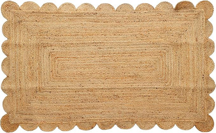 Hand Woven Jute Area Rug - 5' x 8' Feet - Rustic Beige Reversible Rectangular Rugs for Bedroom, Kitchen, Living Room - Vintage Natural Braided Entry Floor Décor Boho 5 x 8 Area Rug
