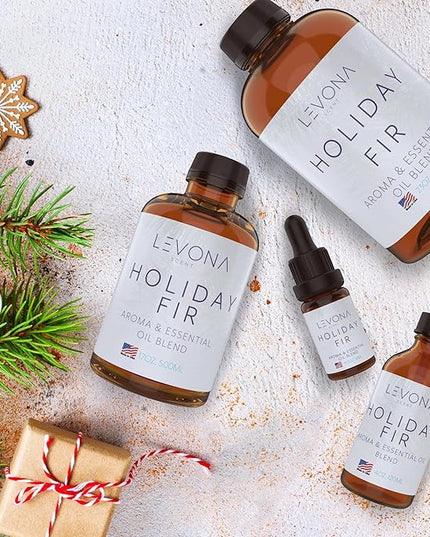 Levona Scent Essential Oil - Fresh Aroma for Home, Office, Hotel & Spa, Perfect in Humidifiers and Diffusers, Luxury Fragrance, with Sandalwood, Amber, Winter Fir Notes - 500ml/ 17 fl oz, Holiday Fir