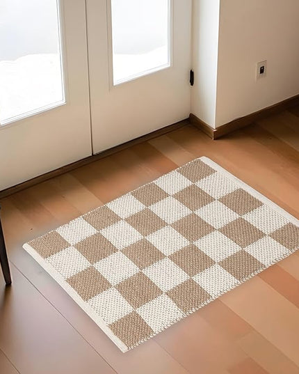 REDEARTH · Jute Cotton Area Rug, Sustainable Handwoven, Non-Shedding, Soft & Durable – Reversible, Neutral Tones for Home Décor in Living Room, Dining Room, Bedroom (Gridstone Natural, 2'x3')
