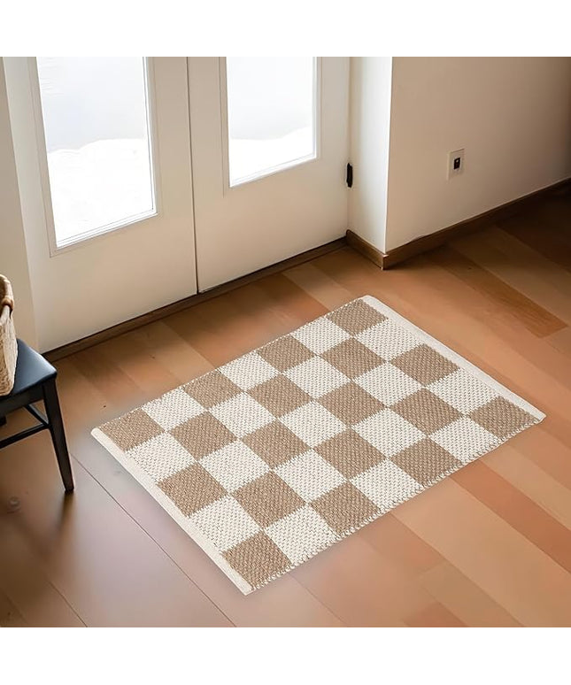 REDEARTH · Jute Cotton Area Rug, Sustainable Handwoven, Non-Shedding, Soft & Durable – Reversible, Neutral Tones for Home Décor in Living Room, Dining Room, Bedroom (Gridstone Natural, 2'x3')