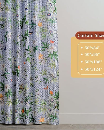 Maison d'Hermine Curtains for Living Room 100% Cotton inch Length Two Panels Light Filtering Curtains for Bedroom Windows with Rod and Loop Pockets Drapes (Passiflora, 50" W x 108" L)