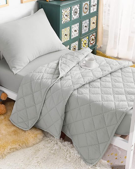 NTBAY Toddler Bedding Set - 4 Piece Soft and Breathable Crib Bedding Set for Boys and Girls, Includes Quilted Comforter, Fitted Sheet, Flat Top Sheet and Envelope Pillowcase, Light Grey