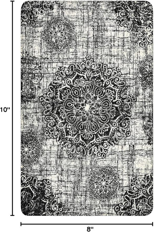 Lahome Vintage Medallion Washable Area Rug - 2'x3' Black Small Entry Rug Accent Distressed Non-Slip Throw Floor Carpet for Door Mat Entryway Bedroom Living Laundry Room Kitchen