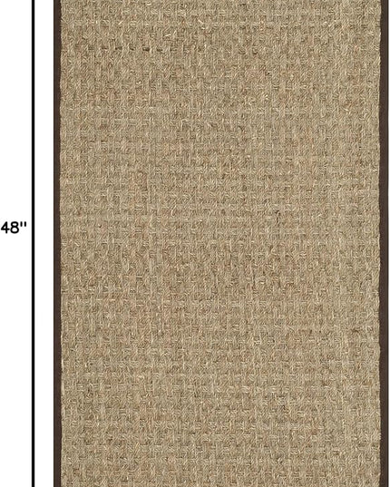 SAFAVIEH Natural Fiber Collection Area Rug - 2'6" x 4', Natural & Dark Brown, Seagrass, Basketweave Pattern with Border (NF114K)