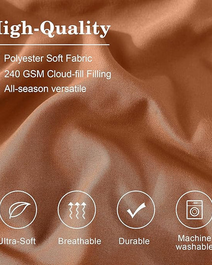 Monbix Full Comforter Set - 7 Pieces Burnt Orange Bed in a Bag Full Size Bedding Sets with Comforters, All Seasons Down Alternative Comforter with Sheets,Pillowcases & Shams