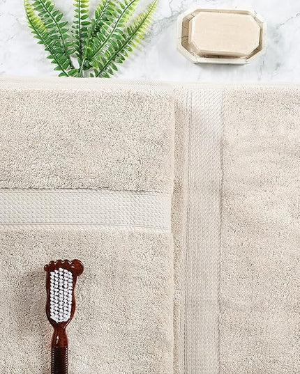 Superior Egyptian Cotton Pile Bath Sheet Set of 2, Ultra Soft Luxury Towels, Thick Plush Essentials, Absorbent Heavyweight, Guest Bath, Hotel, Spa, Home Bathroom, Shower Basics, Stone
