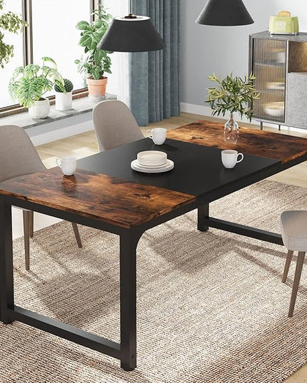 Tribesigns Modern Computer Desk, 63 x 31.5 inch Large Office Desk Computer Table Study Writing Desk Workstation for Home Office, Vintage Black Metal Frame