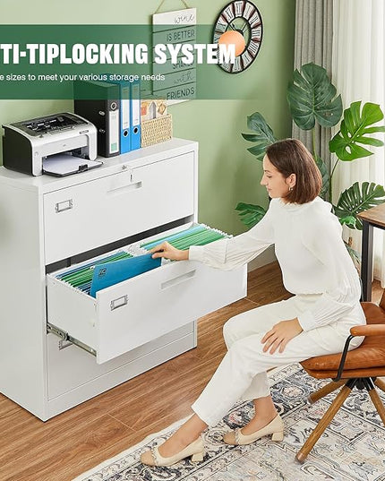 Letaya 3 Drawer File Cabinets with Lock,Metal Lateral Filing Cabinets for Home Office Organization Hanging Storage Letter/Legal/F4/A4(Assembly Required)