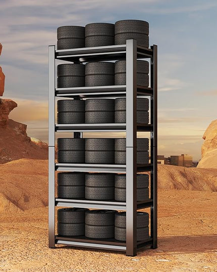 Storage Shelves, Garage Metal Shelving Unit, Adjustable, Double-Layer Column with Reinforced Ribs, Heavy-Duty, Capable of Bearing 3600 lbs, Suitable for Garage, Warehouse, Kitchen Storage