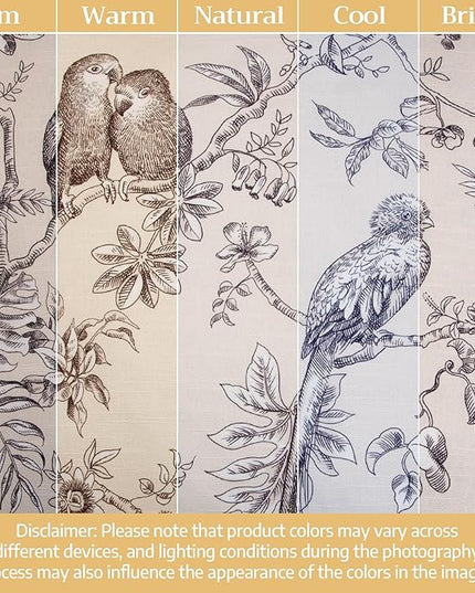 Maison d' Hermine Curtains for living room 100% Cotton 108 inch length Two Panels Light Filtering Toile Curtains for Bedroom Windows with rod and loop Pockets Drapes (Jouy Paradise Grey, 50"W x 108"L)