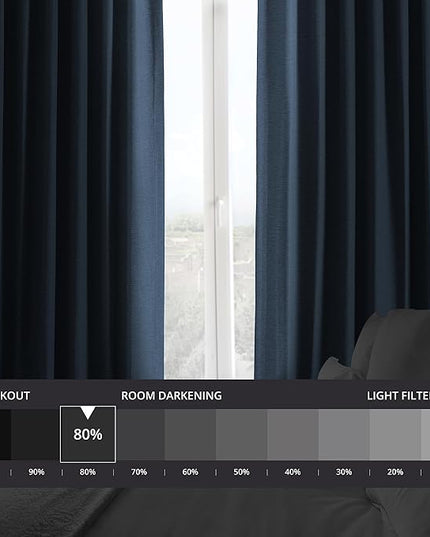 HPD Half Price Drapes Bellino Room Darkening Curtains 84 Inches Long Curtains for Bedroom & Living Room (1 Panel), 50W x 84L, Wild Blue