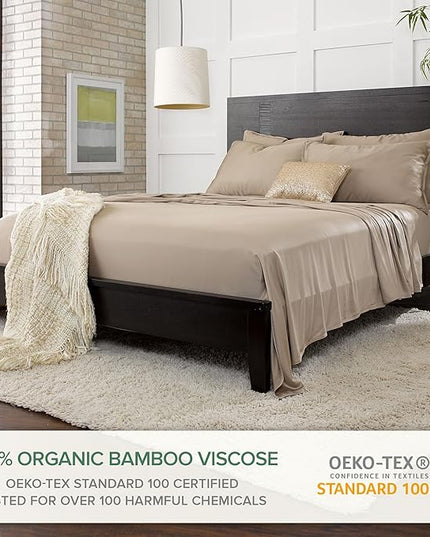 Pure Bamboo Twin XL Sheets, Genuine 100% Organic Viscose Derived from Bamboo Bed Sheet Set, Luxuriously Soft & Cooling, Double Stitching, 2 Year Quality Promise (Twin XL, Sand)