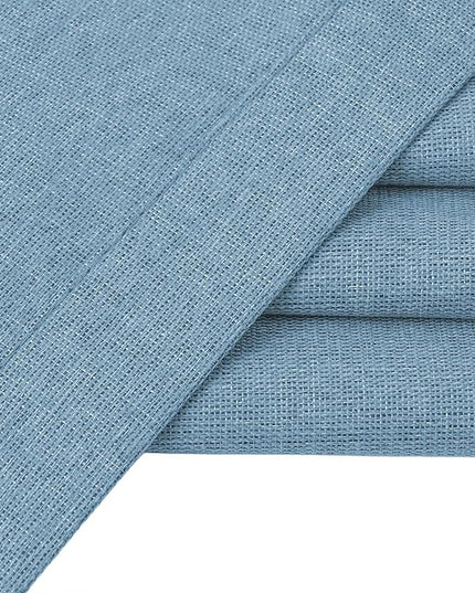 100% Blackout Linen Textured Curtains for Children's Room, Bedroom, Light Weight Curtains with Grommets Top, Full Blackout Curtains Privacy Protection, Light Blue, 52" W x 63" L, 2 Panels