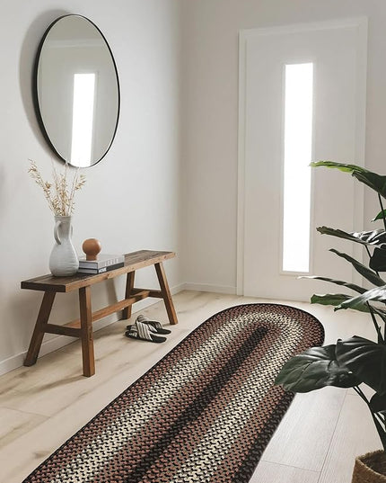 Tranquility TQ82 Black 2' x 6' Runner - Braided Area Rug, Home Decor, Floor Mat or Bedroom Rug - Easy Care, Ideal for High Traffic Areas in Hallway and Living Room - Made in USA