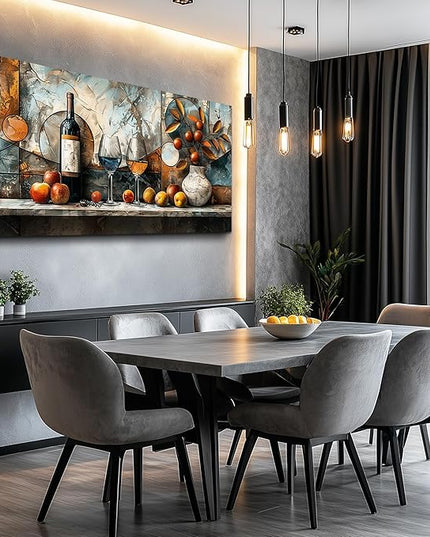 XIGUANGART Wine Bottle Still Life Wall Art, Kitchen Large Canvas Paintings,Dining Room Walls Artwork Abstract Pictures Wall Decor for Living Room Bar Art Prints Modern Home Decorations Ready To Hang