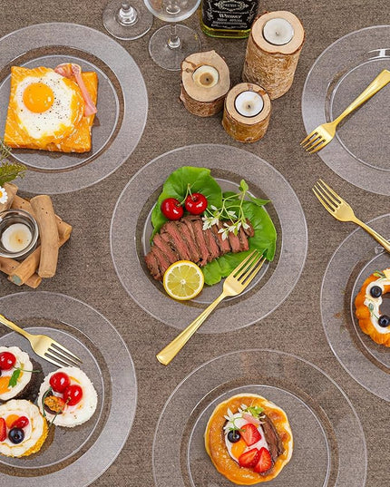 bUCLA 100Pieces Clear Plastic Plates -10.25inch Disposable Dinner Plates- Premium Weddings& Party Plates