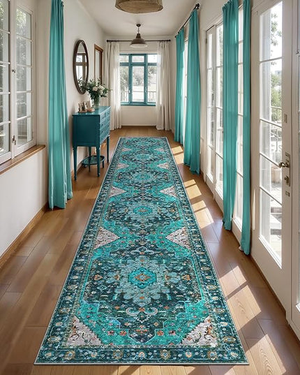 Ciicool 2x12ft Long Hallway Rug, Washable Runner Rug Non Slip Thin Low Pile Soft Indoor Floor Long Carpet Hallways for Bathroom Kitchen Living Room Bedside