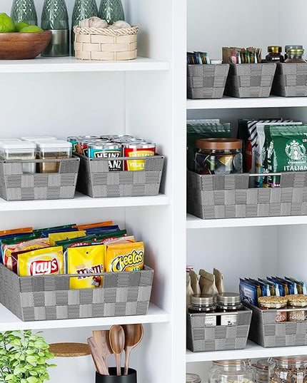 Baskets For Organizing Set Of 9 Dark Grey - Storage Baskets For Shelves - Perfect Closet Organizer Bins, Bathroom Basket, and Pantry Basket - Small Storage Bins For Shelves - Bin For Organization