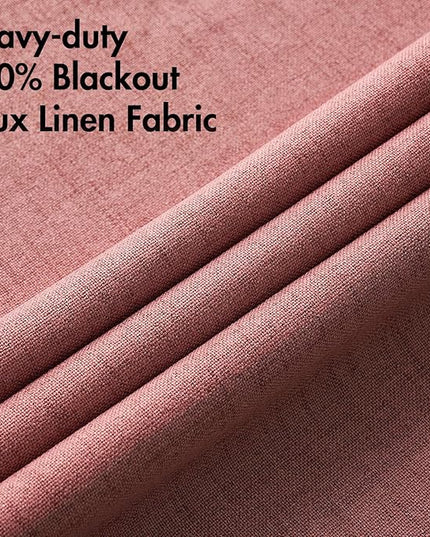 MIULEE 100% Blackout Linen Textured Curtains for Bedroom Solid Thermal Insulated Dusty Rose Grommet Room Darkening Curtains & Drapes Luxury Decor for Living Room Nursery 52 x 108 Inch (2 Panels)
