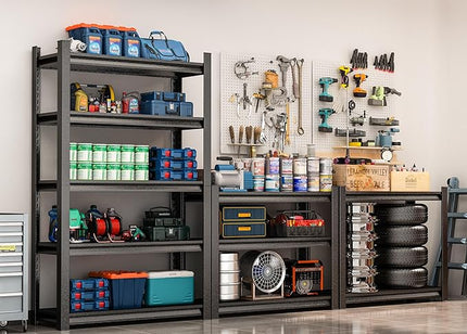 72" H Metal Garage Shelving Unit 3000LBS Metal Storage Shelves 5 Tier Adjustable Shelving Unit Garage Shelves for Kitchen Warehouse Pantry Basement, 72" H x 36" W x 16" D, Black