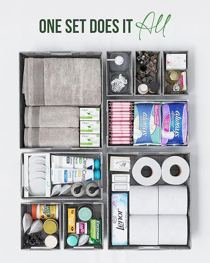 Baskets For Organizing Set Of 9 Grey - Storage Baskets For Shelves - Perfect Closet Organizer Bins, Bathroom Basket, and Pantry Basket - Small Storage Bins For Shelves - Bin For Organization