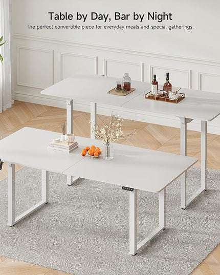 71x32 Inch Adjustable Standing Desk with 4 Legs, Stand-up Desk Features a Spacious Rectangular Top, Dual-Motor Lift, and Memory Presets (28-46Inch) for Home Offices or Computer Workstations, White