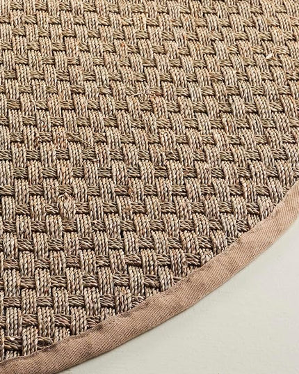 SAFAVIEH Natural Fiber Collection Runner Rug - 2'6" x 6', Natural & Beige, Seagrass, Basketweave Pattern with Border (NF114A)