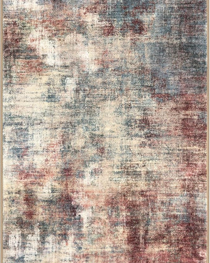 IOHOUZE Abstract Area Rug 3x5 Ft Washable Rugs for Entryway Indoor, Non Slip Kitchen Rug Printed Faux Wool Throw Rugs, Indoor Door Mat for Door Entrance Foyer Living Room, Red/Multi