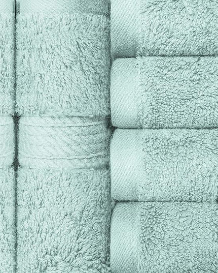 Superior Egyptian Cotton Pile Face Towel/Washcloth Set of 6, Ultra Soft Luxury Towels, Thick Plush Essentials, Absorbent Heavyweight, Guest Bath, Hotel, Spa, Home Bathroom, Shower Basics, Sea Foam