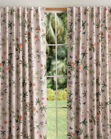 Maison d'Hermine Curtains for Living Room 100% Cotton inch Length Two Panels Light Filtering Curtains for Bedroom Windows with Rod and Loop Pockets Drapes (Passiflora - Grenadille, 50" W x 124" L)