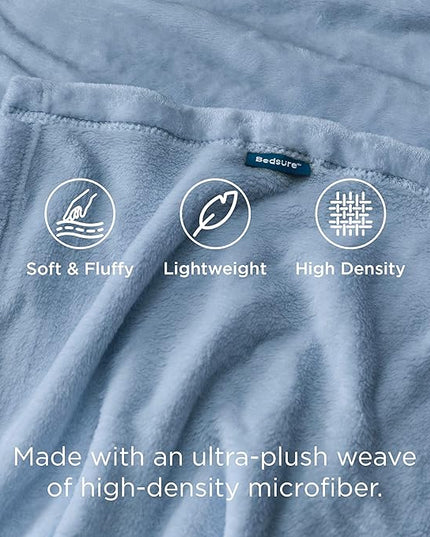 Bedsure GentleSoft Fleece Blankets Twin Size Light Blue - 300GSM Lightweight Plush Fuzzy Cozy Soft Blanket for Bed, Sofa, Couch, Travel, Camping, 60x80 inches