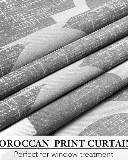 Beauoop 100% Blackout Curtains 96 Inches Long for Patio Sliding Door Grey Extra Wide Moroccan Geo Room Darkening Gray Thermal Soundproof Room Divider Grommet Window Treatment Drapes,100x96 Set of 1