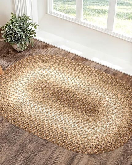 Tranquility TQ52 Natural 3' x 5' Oval - Braided Area Rug, Home Decor, Floor Mat or Bedroom Rug - Easy Care, Ideal for High Traffic Areas in Hallway and Living Room - Made in USA