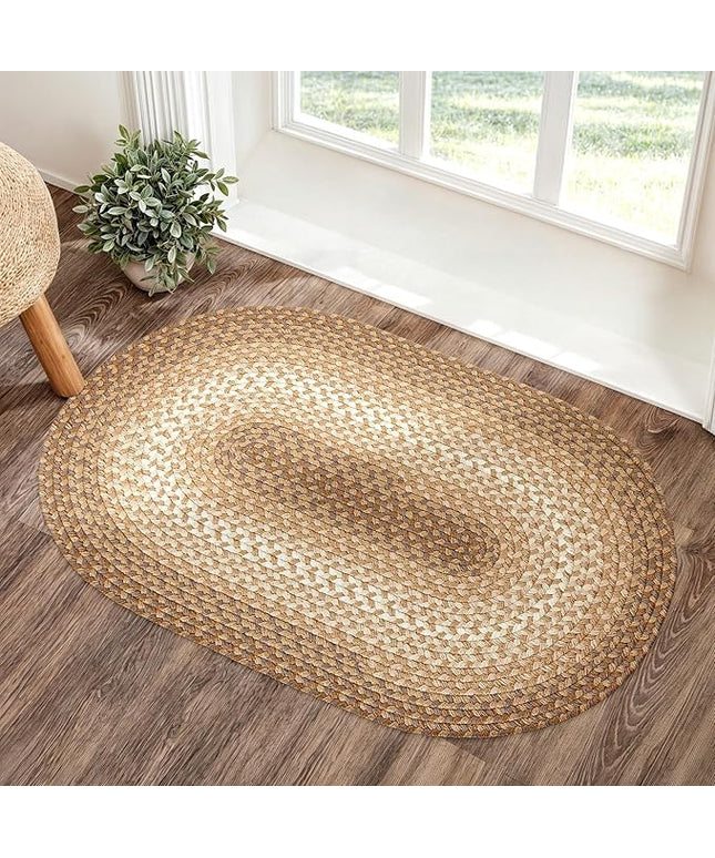 Tranquility TQ52 Natural 2' x 3' Oval - Braided Area Rug, Home Decor, Floor Mat or Bedroom Rug - Easy Care, Ideal for High Traffic Areas in Hallway and Living Room - Made in USA
