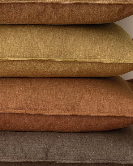 Foindtower Pack of 2, Decorative Linen Soild Throw Pillow Covers Soft Accent Lumbar Cushion Case Farmhouse Pillowcase for Chair Couch Sofa Bedroom Living Room Home Decor 12 x 20 Inch Autumn Orange