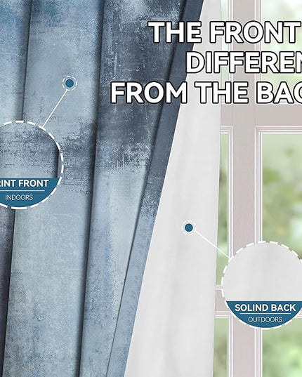 Asuexpect Dusty Blue Abstract Curtains 2 Panels Set Navy Grey Geometric Curtain Modern Chic Window Treatments Decorative for Farmhouse Living Room Bedroom Window 50% Darkening Curtain 52x84 Inch