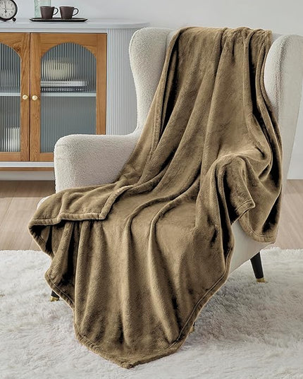 Bedsure GentleSoft Fleece Throw XL Blanket Camel - 300GSM Soft Lightweight Plush Cozy Blankets for Bed, Sofa, Couch, Travel, Camping, 50x70 inches