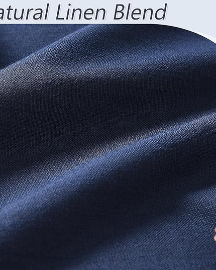 Guken Navy Blue Linen Blackout Curtains 108 Inch Length 2 Panels Set for Living Room Bedroom Back Tab Thermal Insulated 100% Black Out Linen Drapes Room Darkening Window Curtains 108 Inches Long