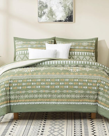 Geniospin Full Comforter Set - 7 Pieces Bed in a Bag, Comfortable Western Bedding Sets for All Seasons, Lightweight Soft Boho Comforter Bed Set with Sheets, Pillowcases & Shams