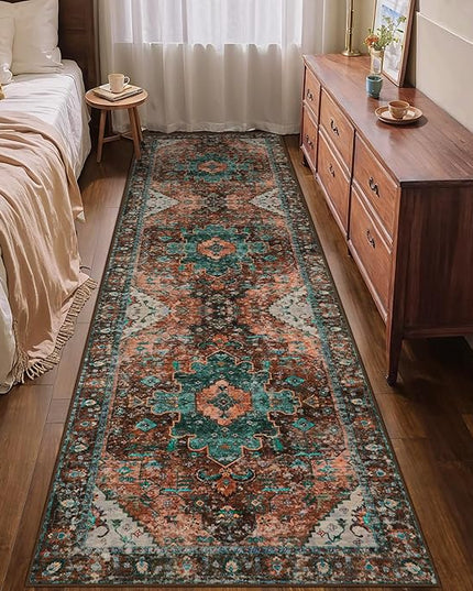 Ciicool Washable Vintage Runner 2' x 8' ft Hallway Rug Carpet, Boho Low Pile Long Non Slip Soft Kitchen Carpet Indoor Oriental Throw Rug