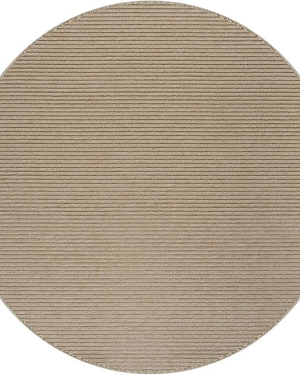 Beverly Rug Non-Slip Modern Rug 4 Round Solid Traditional Rubber Backing Machine Washable Soft Thin Indoor Area Rugs for Living Room Stain Resistant Non Shedding Casual Carpet (4 Round Beige)