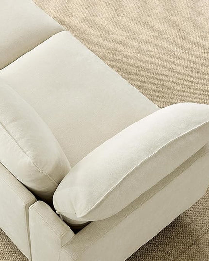 CHITA 127" Super Large Sectional Couches for Living Room, Modular Cloud Couch Sectional Sofa, Premium Fabric Couches, Down Filled, High Density Foam, Chenille in Cream, 3 Seater