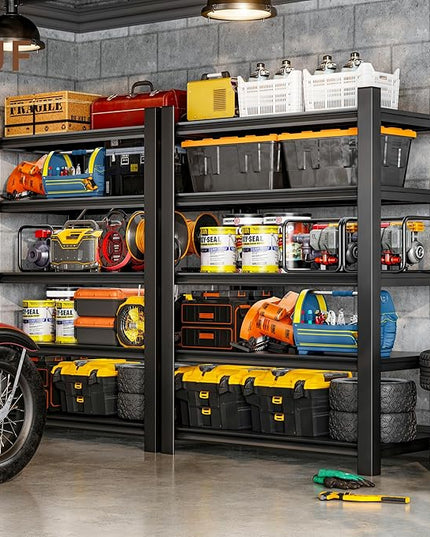 CJF Adjustable Garage Storage Shelves, 5-Tier Garage Shelving Heavy Duty, Metal Industrial Utility Shelf for Warehouse, Kitchen, Laundry Room,Warehouse-Black (71 "H x 36" W x 16" D)