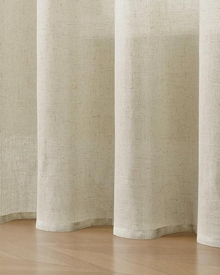 Joydeco polyester/Linen Curtains 96 Inch Length for Bedroom, Beige Light Filtreing Curtains 96 Inches Long Living Room Drapes 2 Panel Sets with Rod Pockets Back Tab (96" L x 52" W, Beige)
